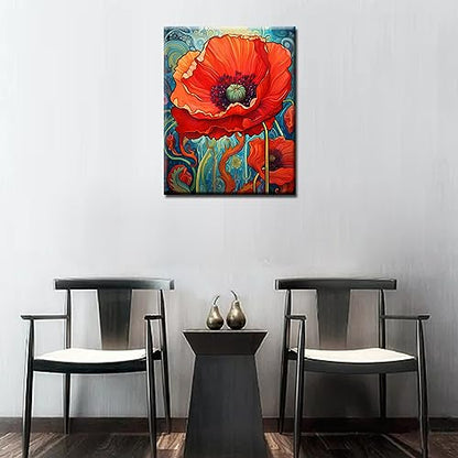 Tucocoo Red Poppy Paint by Bumbers for Adults Abstract Poppy DIY Paint by Numbers Acrylic Paint Canvas Graffiti Red Flowers Abstract Red Flower Scenery Painting Kits Art 16x20 Inch（Without Frame） - color: Abstract Flower 04, size: 16''x20''(Frameless)