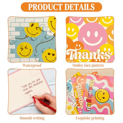 64 Pcs Thank You Cards, Postcards for Mailing Blank Note Greeting Cards, Employee Appreciation Cards, Smiley Face Postcards for Kids Adults Teachers Students, 4×6 In - color: thank you cards