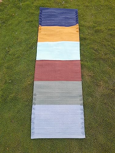Jaipur art & Rugs Cotton Yoga Mat - Eco-Friendly Hand-Woven Rug - Non Slip & Thick (24”x72”x5mm) for Everyday Fitness at Home - Comfortable Extra-Long - color: Multicolor 2