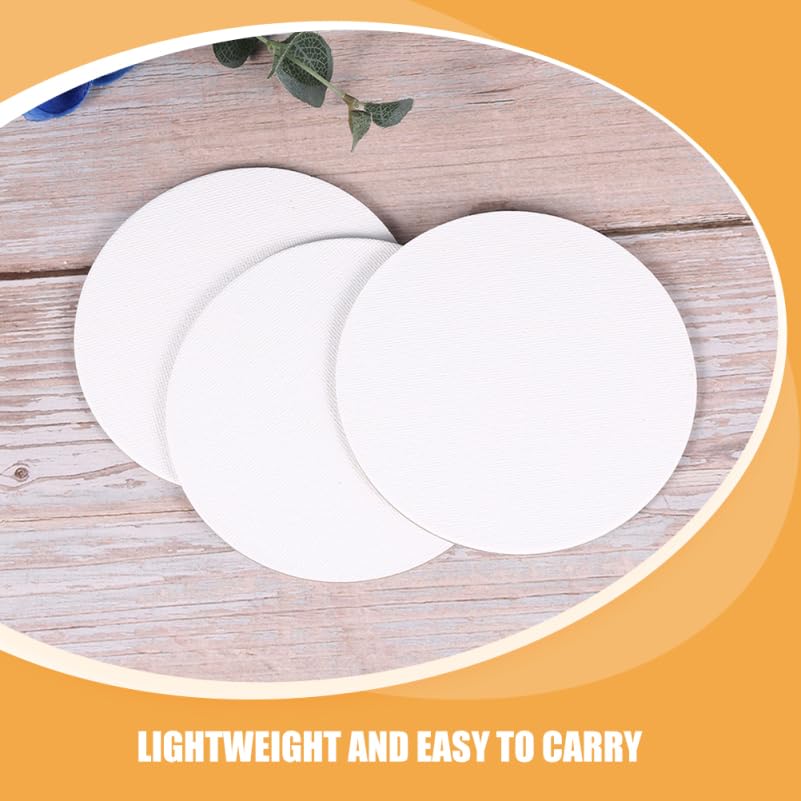 Toddmomy 8 Pack Round Blank Canvas Boards 3.93 Inch Cotton Canvas Panels for Oil Painting Acrylic Painting Watercolor Artist Boards for Kids DIY Crafts