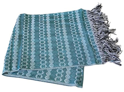Del Mex Mexican Rebozo Shawl Blanket Doula - color: Green/White, size: Regular (6 ft x 2.5 ft)