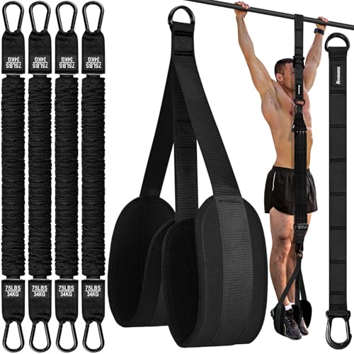 Ayombo Pull Up Assistance Bands, Resistance Bands for Pull Up Bar Workout, Adjustable Heavy Duty Pull Up Assist Equipment with 4 Assistance Bands, Home Gym Fitness Exercise Strength Training - color: 1-Black