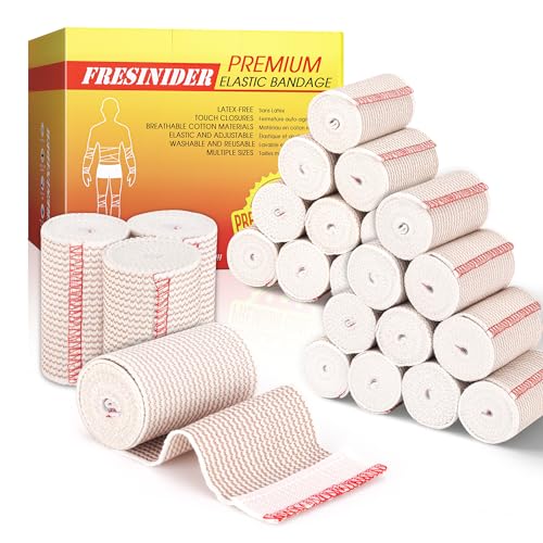 FRESINIDER Premium Elastic Bandage Wrap 3 Inch, 24 Pack, Hook and Loop - color: 24 Pack X 3 Inches
