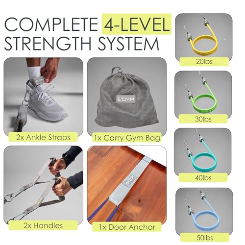 EQYP Power Tube Resistance Bands with Handles – Multi-Pack Exercise Bands for Home Workouts - size: 20lbs-50lbs