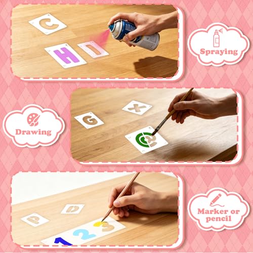 80 Pcs Letter Stencils, Large Letter Stencils for Painting (1 Inch+2 Inch) | Alphabet & Number Stencil for Crafts, Reusable,PET,Letters Stencils for Painting on Wood,Wall,Fabric,Chalkboard,Signs,DIY Art - size: 1 Inch+2 Inch