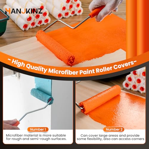 Microfiber Paint Roller, 4 Inch and 6 Inch, 20 Pack | Small Paint Roller Covers, 3/8-Inch Nap, with Paint Roller Frame, Ideal for Walls, Ceilings, Doors - size: 4 Inch & 6 Inch,20 Pack