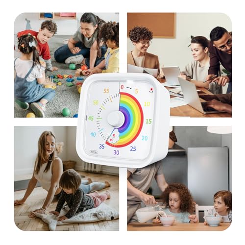 Yunbaoit Rainbow Visual Timer for Kids, 60-min Countdown Timer, White - color: White Rainbow
