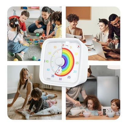 Yunbaoit Rainbow Visual Timer for Kids, 60-min Countdown Timer, White - color: White Rainbow