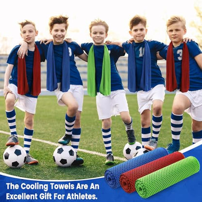 Hosuly 150 Pack Cooling Towels Bulk 40 x 12 Inch Large Chilly Breathable Sweat Sports Cold Towels Sublimation Microfiber Ice Neck Rag for Hot Weather Workout Gym Team Gift (Dark Blue,Red,Green) - color: Dark Blue,red,green
