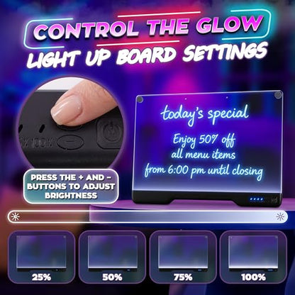 Upgraded 16-Inch LED Drawing Board Rechargeable – 7 Colors, 10 Lighting Effects, Adjustable Brightness – Acrylic Light Board for Tracing with Stand, Markers & Complete Set (Black) - style: Black