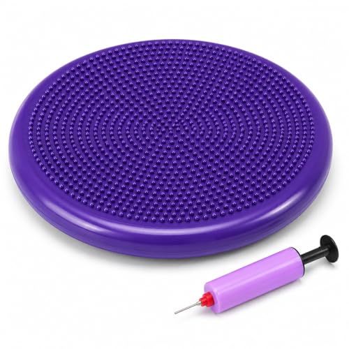 Hanstuten Wobble Seat Cushion Balance Disc - Rubber Wiggle Seat for Active Sitting, Office Desk Chair, and Core Strength Training - color: purple