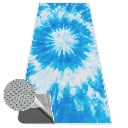 Yoga Mat Towel, Hot Yoga Towel High-Definition Pattern, Machine Washable with Ultra-Absorbent Yoga Towels for Hot Yoga Non Slip for Fitness, Exercise, Pilates, 72 x 27 in,Blue & White - color: Blue & White