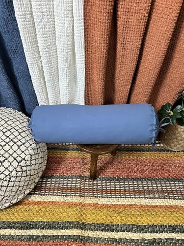 Cotton Round Bolster Pillow Cover – 16 by 6 Inch | Pack of 2| Soft, Machine Washable Neck Roll Case for Yoga & Spa Use (Grey) - color: Grey, size: 16" x 6" (Pack of 2)