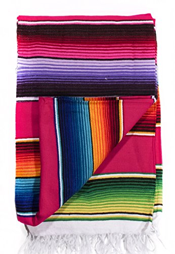 Del Mex Mexican Serape Blanket (X-Large, Pink) - color: Pink, size: X-Large