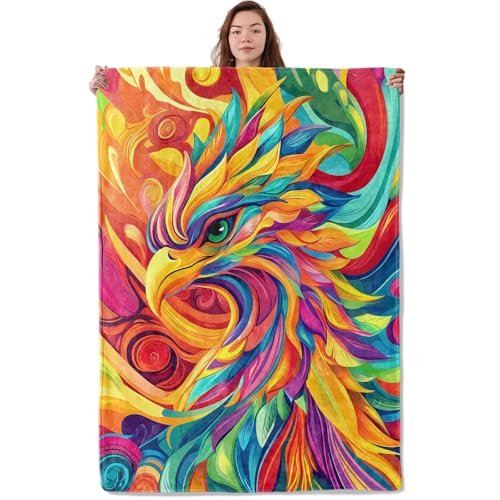Colorful Fantasy Bird Blanket, Soft Warm Cozy Vibrant Artwork Throw Blanket Gifts for Adults Kids Women, Lightweight Fuzzy Comfy Flannel Blankets for Couch, Travel, Bed, House Decor 80×60 Inch - color: Bird14, size: 80×60 Inch