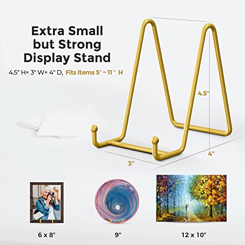 TR-LIFE Plate Display Stand - 4.5 Inch Holder + Metal Frame for Picture, Decorative Plate, Photo Easel, Tabletop Art (Gold 2 Pack) - size: 4.5 Inch