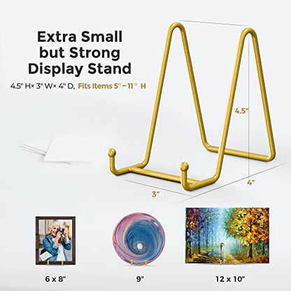 TR-LIFE Plate Display Stand - 4.5 Inch Holder + Metal Frame for Picture, Decorative Plate, Photo Easel, Tabletop Art (Gold 2 Pack) - size: 4.5 Inch