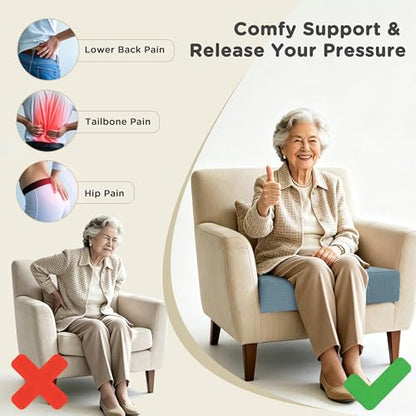 AddGrace High Density Recliner Cushion for Elderly 20x20in Blue - color: Dusty Blue