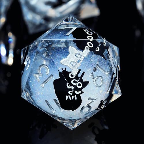 Liquid Core Cat DND Dice Set 7Pcs with Box- Sharp Edge Cute Cat Style Resin Dungeons and Dragons Dice for D&D, Roleplaying Games, RPG, MTG, Table Games D20 D12 D10 D8 D6 D4(Cathead-White) - color: Cathead-white