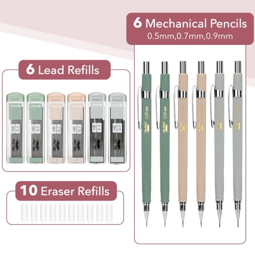 Mr. Pen- Mechanical Pencil Set with Lead and Eraser Refills, 6 Pack | 3 Sizes, 0.5mm, 0.7mm, 0.9mm, Sketching Pencils, Drafting Pencil, Drawing Mechanical Pencils