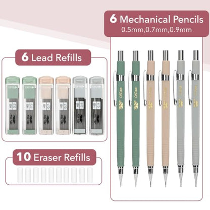 Mr. Pen- Mechanical Pencil Set with Lead and Eraser Refills, 6 Pack | 3 Sizes, 0.5mm, 0.7mm, 0.9mm, Sketching Pencils, Drafting Pencil, Drawing Mechanical Pencils