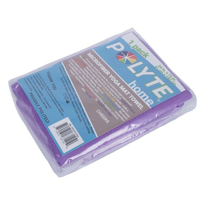 POLYTE Microfiber Non Slip Yoga Mat Towel, Secure Elastic Straps, 24x72 in - color: Purple