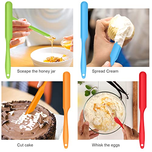 5pcs Silicone Jar Spatulas set, Cake Cream Spatulas Set, 9.8 inch Non-Stick Heat Resistant Mixing Butter Spatulas Baking Scrapers for Jars Blenders Cooking Stirring