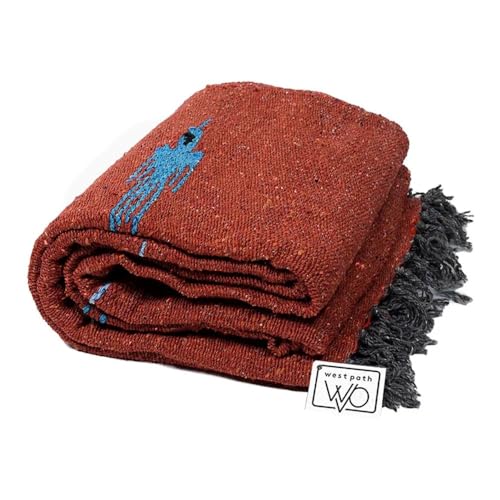 Open Road Goods Mexican Thunderbird Yoga Blanket, Handwoven Throw for Yoga, Meditation, and Home Décor – Versatile Blanket for Beach, Picnic, Camping, or Outdoor Use - color: Red Earth