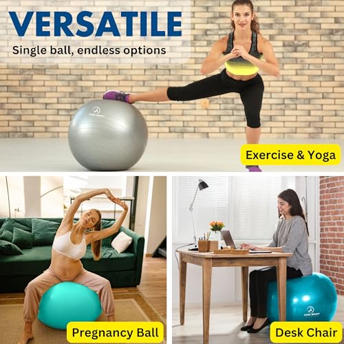 ProBody Pilates Yoga Ball - Vibrant Colors Exercise Ball - color: Sky, size: L: 23-26" (65 cm)