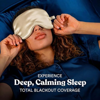 ASUTRA Silk Eye Pillow for Sleep, Champagne - Filled w/Lavender (One Size) - color: Champagne