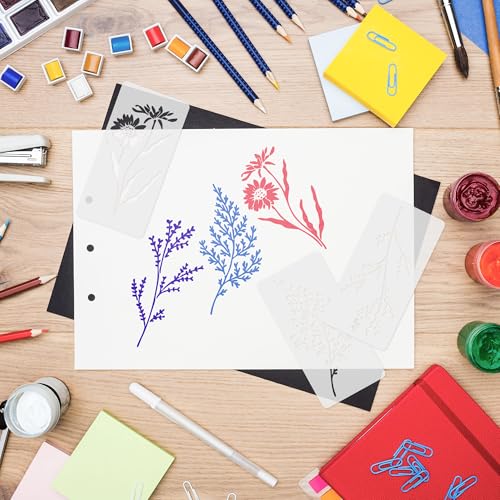 18 Pack Floral Stencils for Painting on Wood, Reusable Flower Stencils for Crafts, Wildflower Botanical Templates for Furniture, Wall, Canvas & DIY Home Decor - style: Floral