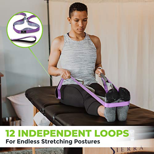 Gradient Fitness Stretching Strap for Physical Therapy, 12 Multi-Loop Stretch Strap 1" W x 8' L, Neoprene Handles, Physical Therapy Equipment, Yoga Straps for Stretching, Leg Stretcher. - color: Purple/Grey