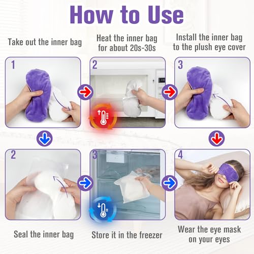 BeHoomi Cooling & Heated Eye Mask, Weighted Eye Mask for Sleeping, Purple - color: Purple