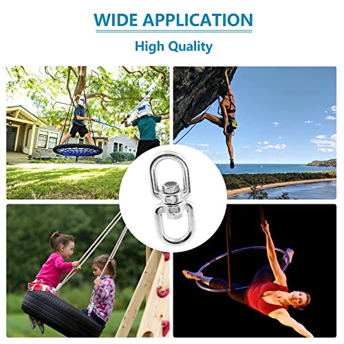 Bonsicoky Heavy Duty M8 304 Stainless Steel Swing Swivel | 360 Degree Rotational Device, For Web Tree Swing, Hammock Chair, Aerial Yoga, Climbing Rope, Hold Up to 1200LB - color: M8, size: 1 PCS