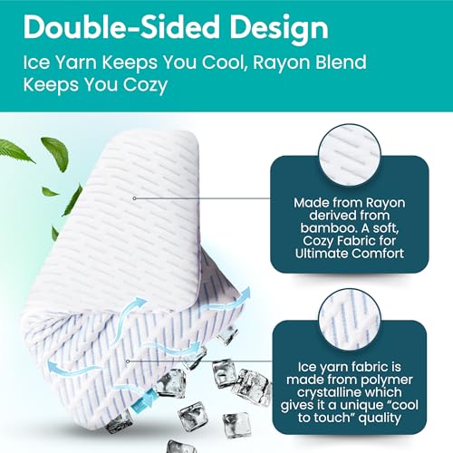 BLISSBURY Cooling Stomach Sleeper Pillow, Low Loft Memory Foam, 3.3 Inch - color: Cooling (White), size: 3.3"H (Queen)
