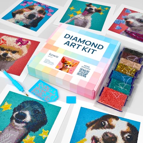 LuwoArte 6 Pack Diamond Painting Kits for Adults – Featuring Meme Doggies and Cute Dogs – Full Drill DIY Paint Gem Art for Adults – Brilliant 5D Diamond Painting Kit–Relaxing Craft for Home Wall Décor - color: Meme Doggies