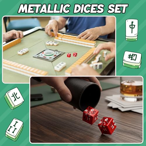 2 Pcs Mahjong Dice Metal, Classic, Red | D6 Mah Jong Dice,Standard Size Mahjong Dice, Durable Material, Replacement for Lost Dice, Board Game Mahjong Supplies - color: Red, size: Classic