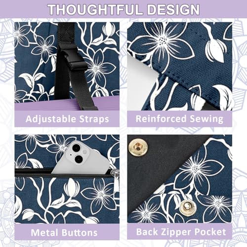 Yoga Bag for Women, Large Canvas Yoga Mat Tote Bag with Yoga Mat Carrier | Large Mat Pocket Fitness Tote for Pilates, Gym, Travel, Office & Beach - color: Blue Flowers