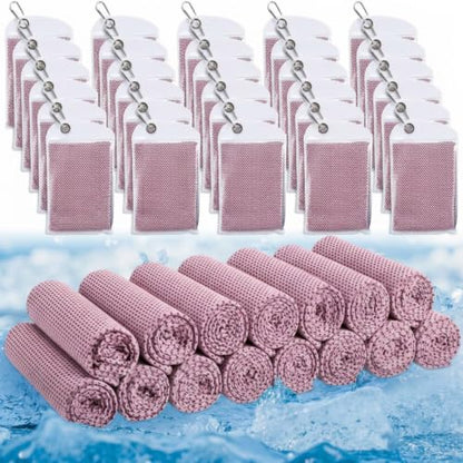 Honoson 30 Pack Cooling Towels for Neck and Face, 27 x 16 in, Pink - color: Pink