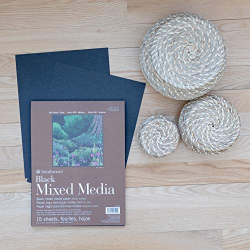Strathmore 400 Series Mixed Media pad, Gluebound, 184lb Paper, Black, 11x14 inches, 15 Sheets (462-511) - color: Black, size: 11 x 14 inches