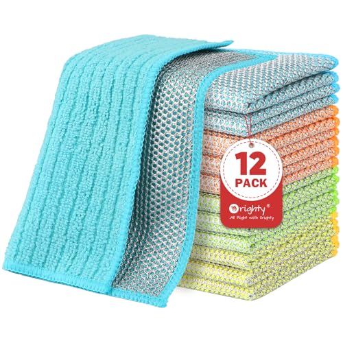 Orighty Dish Cloths, 12 Pack Double-Layer Metal Dish Rags, 7"x8" - color: Multicolor