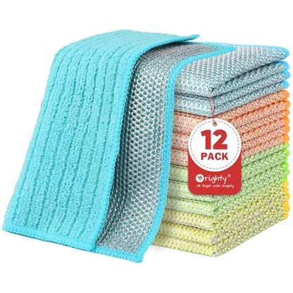 Orighty Dish Cloths, 12 Pack Double-Layer Metal Dish Rags, 7"x8" - color: Multicolor