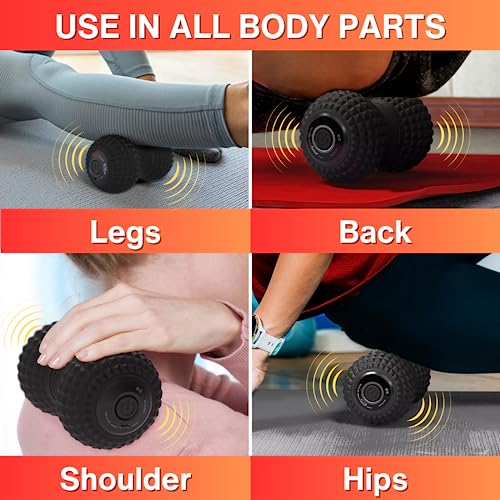 ZeenKind Vibrating Peanut Massage Ball Plantar Fasciitis Muscle Pain Relief | Portable Foot Roller Massager for Deep Tissue Therapy Muscle Pain Myofascial Release, 4 Vibration Speed - color: Peanut Ball-stronger Vibration