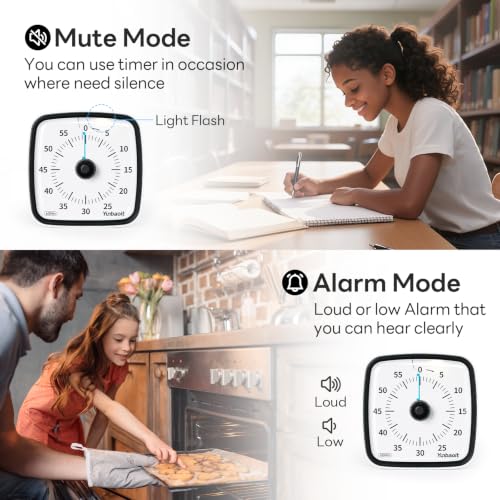 Yunbaoit Visual Timer with Night Light, 60 Minute Countdown, Dark Black - color: Dark Black