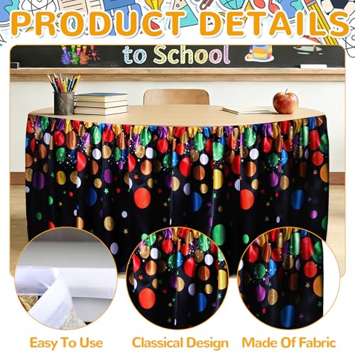 Wiooffen 9Ft Confetti Table Skirt Classroom Teacher Desk Curtain Skirts Tablecloth Ruffled Colorful Rectangle Table Cover Skirt for Back to School Kindergarten Office Bookcase Supplies Confetti - style: Confetti