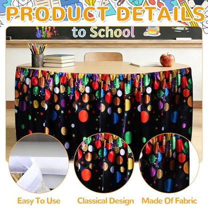 Wiooffen 9Ft Confetti Table Skirt Classroom Teacher Desk Curtain Skirts Tablecloth Ruffled Colorful Rectangle Table Cover Skirt for Back to School Kindergarten Office Bookcase Supplies Confetti - style: Confetti