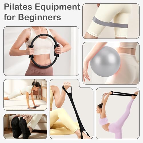 Hoedia Pilates Kit for Women, Pilates Equipment Ring and Ball Set - color: Black