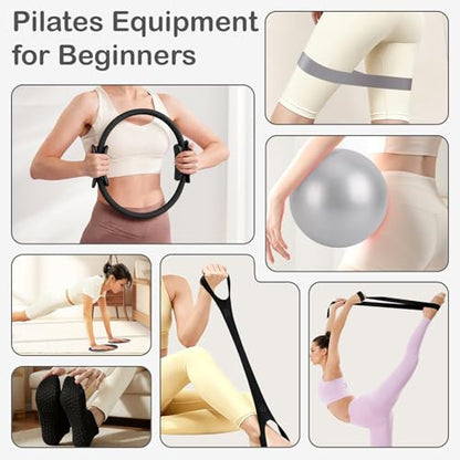 Hoedia Pilates Kit for Women, Pilates Equipment Ring and Ball Set - color: Black
