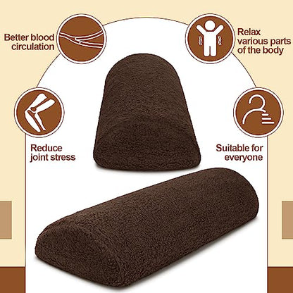 Sintuff Recliner Leg Rest Cushion Sofa Footrest Pillow with Cover Half Moon Bolster Pillow Under Knee Pillow for Sleeping On Back Alleviating Pain, 19.7 x 8 x 3.5 Inch (Coffee) - color: Coffee