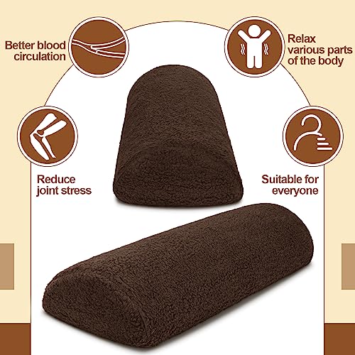 Sintuff Recliner Leg Rest Cushion Sofa Footrest Pillow with Cover Half Moon Bolster Pillow Under Knee Pillow for Sleeping On Back Alleviating Pain, 19.7 x 8 x 3.5 Inch (Coffee) - color: Coffee